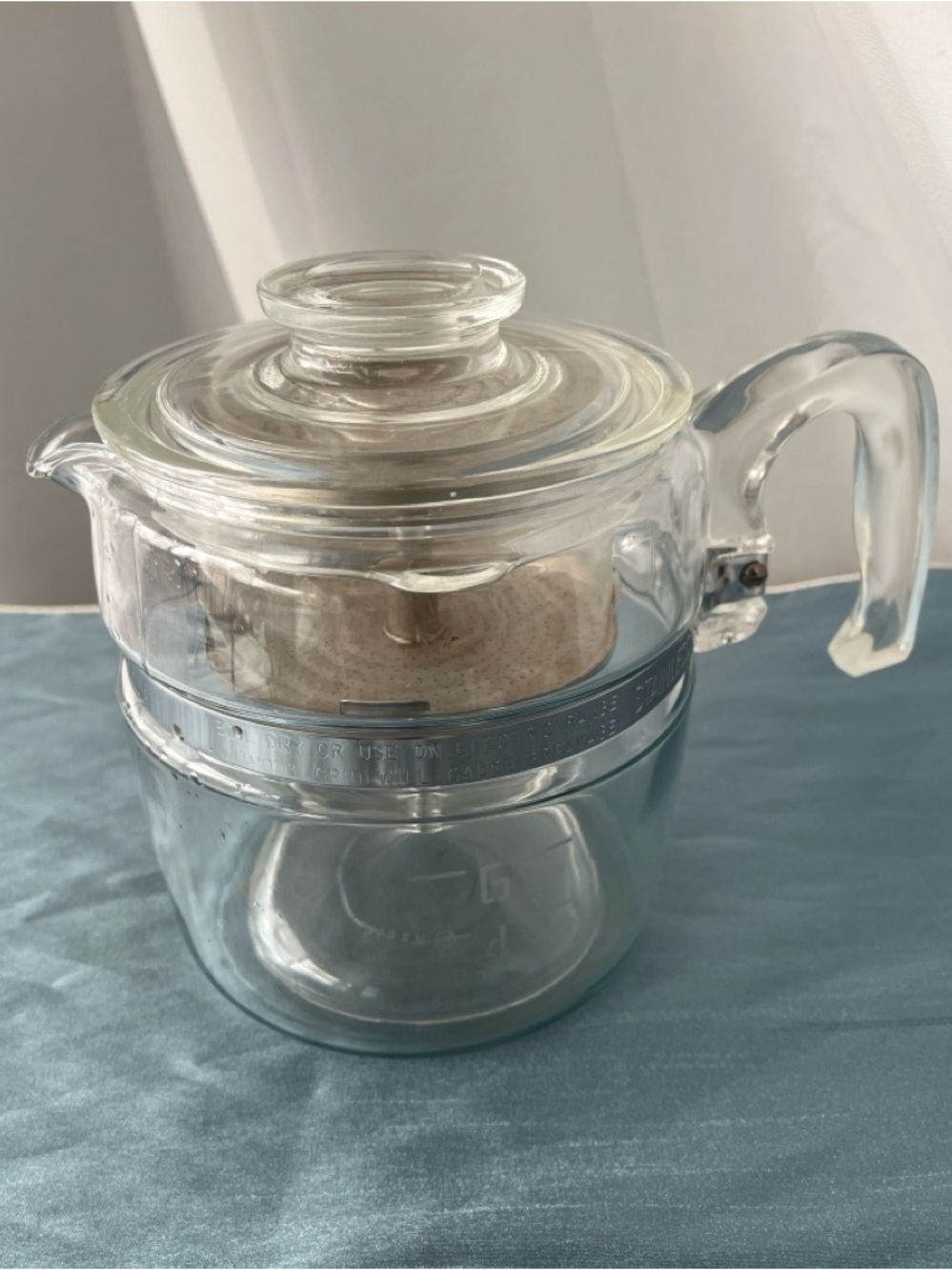 Complete Vintage Pyrex Flameware 6-Cup Glass Percolator (Model 7756)